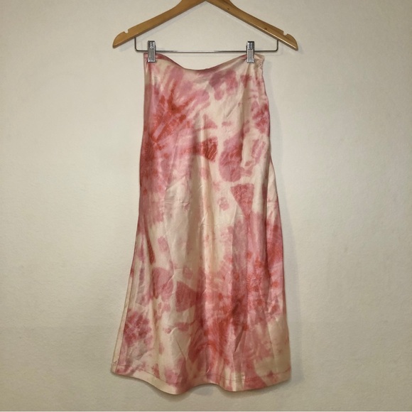 Lioness Silk Tie Dye Pink & Cream Midi Skirt Size XS - Picture 3 of 8